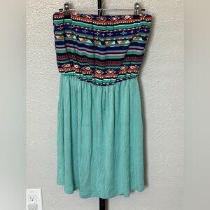 Target Strapless Dress - Multicolor and Teal